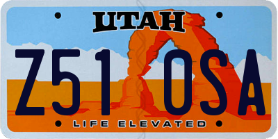 UT license plate Z510SA