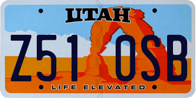 UT license plate Z510SB