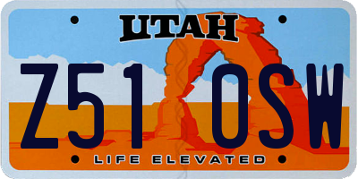 UT license plate Z510SW