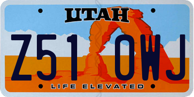 UT license plate Z510WJ