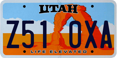 UT license plate Z510XA