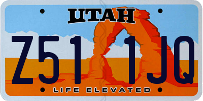 UT license plate Z511JQ