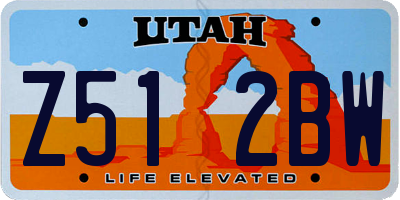 UT license plate Z512BW