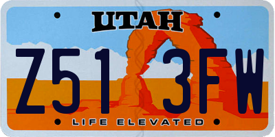 UT license plate Z513FW