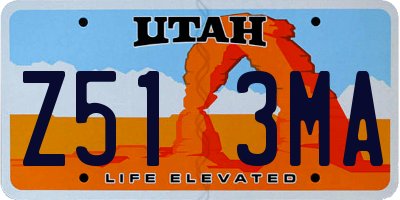 UT license plate Z513MA