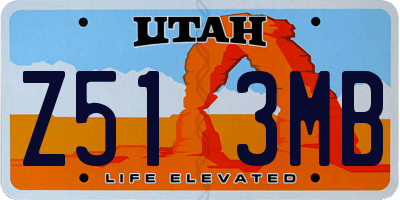 UT license plate Z513MB