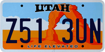 UT license plate Z513UN
