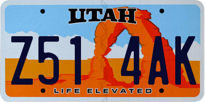 UT license plate Z514AK