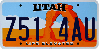 UT license plate Z514AU
