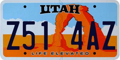 UT license plate Z514AZ
