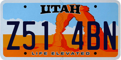 UT license plate Z514BN