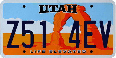 UT license plate Z514EV