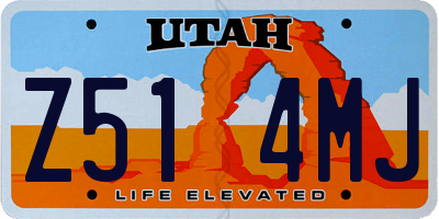 UT license plate Z514MJ