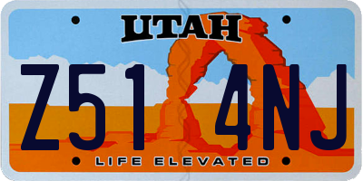 UT license plate Z514NJ