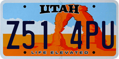 UT license plate Z514PU
