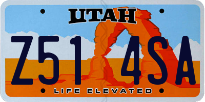 UT license plate Z514SA