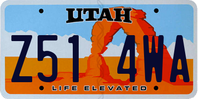 UT license plate Z514WA