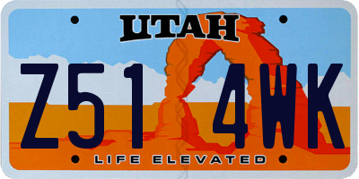 UT license plate Z514WK