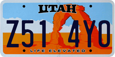 UT license plate Z514YO