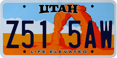 UT license plate Z515AW