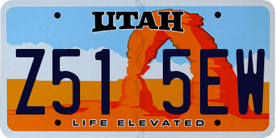 UT license plate Z515EW