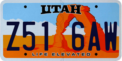 UT license plate Z516AW