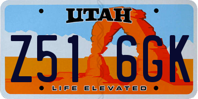 UT license plate Z516GK