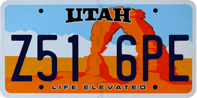 UT license plate Z516PE