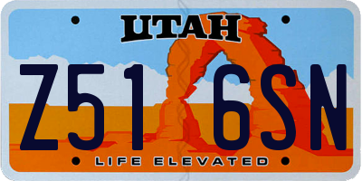 UT license plate Z516SN