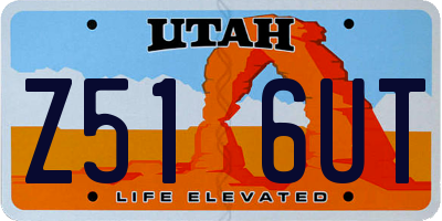 UT license plate Z516UT