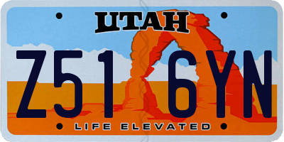 UT license plate Z516YN
