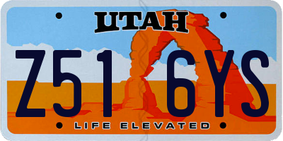 UT license plate Z516YS