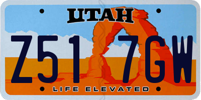 UT license plate Z517GW