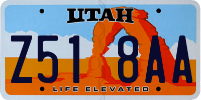 UT license plate Z518AA