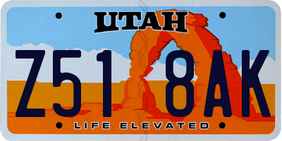 UT license plate Z518AK