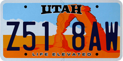 UT license plate Z518AW