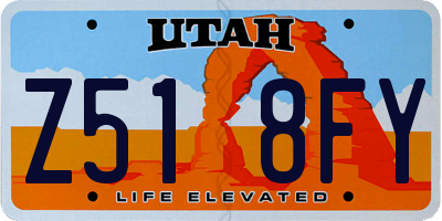 UT license plate Z518FY