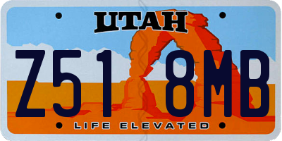 UT license plate Z518MB