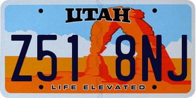 UT license plate Z518NJ