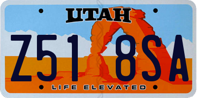 UT license plate Z518SA