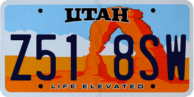 UT license plate Z518SW