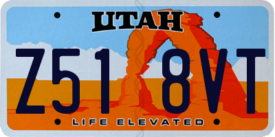 UT license plate Z518VT