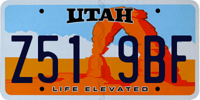 UT license plate Z519BF