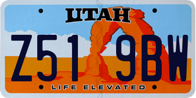 UT license plate Z519BW