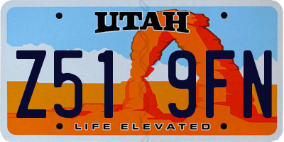 UT license plate Z519FN