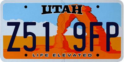 UT license plate Z519FP