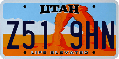 UT license plate Z519HN