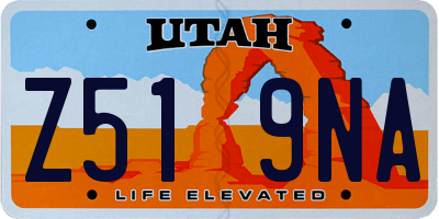 UT license plate Z519NA