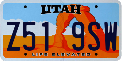 UT license plate Z519SW