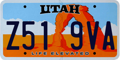 UT license plate Z519VA